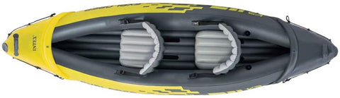 Explorer K2 Kayak, 2-Person Inflatable Kayak Set with Aluminum Oars and  High Output Air Pump